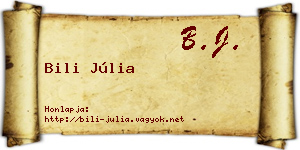 Bili Júlia névjegykártya